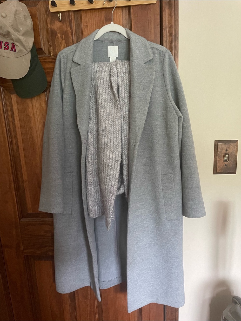 H&M grey trench coat. Scarf included